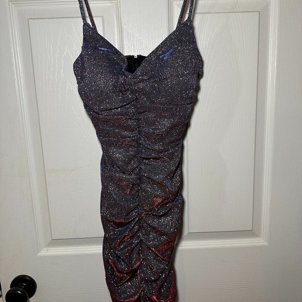 Sparkly Holographic Fitted Mini Dress
